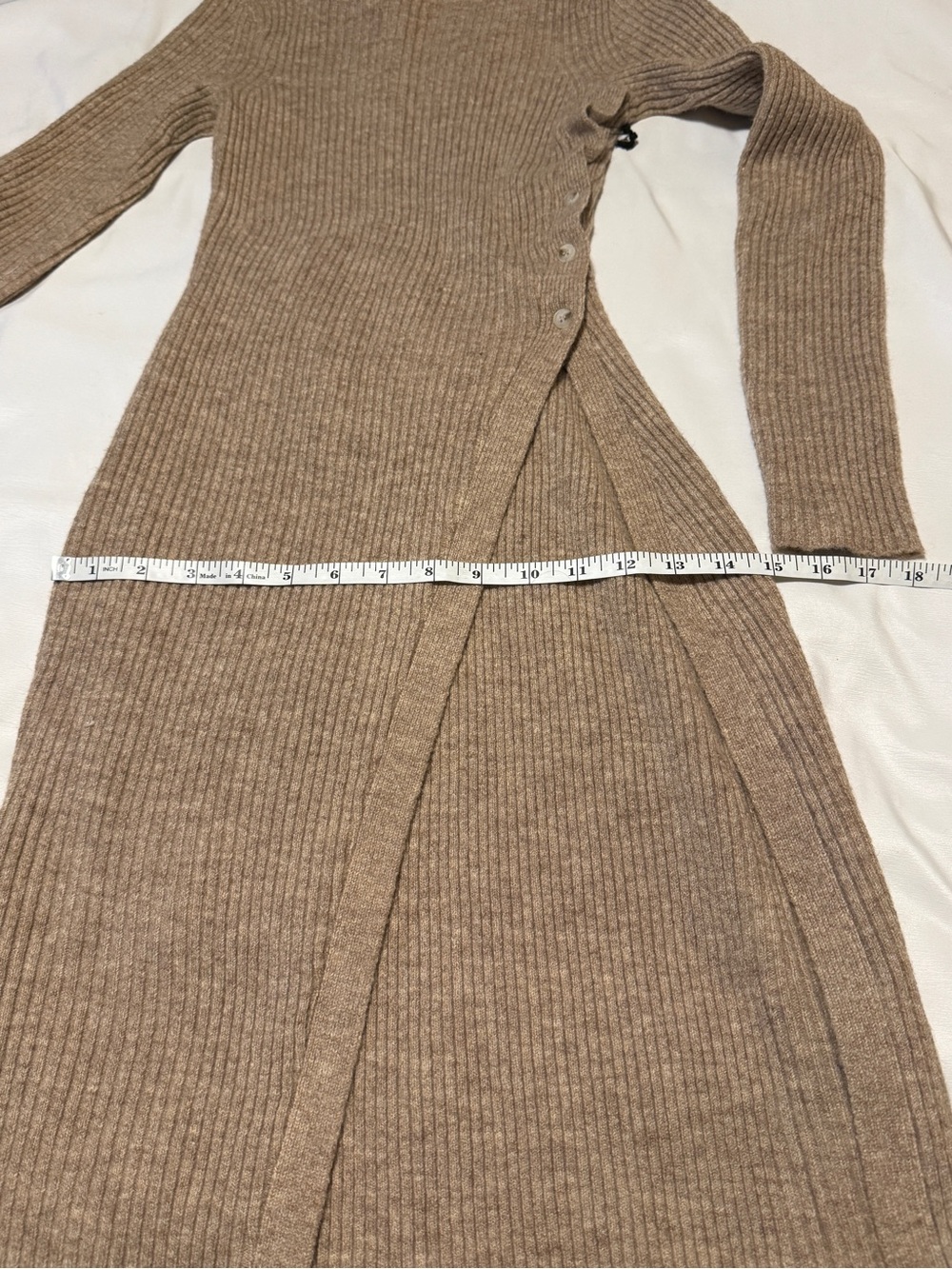 ASTR The Label Ribbed Knit Midi Dress/Top Side Button Slit Tan Large NWT - Picture 9 of 10